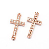 Latin Sideways Cross Brass Micro Pave Cubic Zirconia Links ZIRC-E010-04RG-1