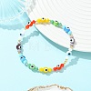 Handmade Evil Eye Lampwork Round Beads & Electroplate Glass Beads Stretch Bracelets for Women BJEW-JB13758-4