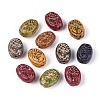 Picasso Baking Paint & Golden Metal Enlaced Glass Beads DGLA-T004-70M-1