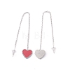 Long Chain with Enamel Heart Dangle Stud Earrings EJEW-A067-01P-B-2