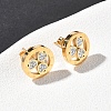 Ring with Clover 304 Stainless Steel Polymer Clay Rhinestones Stud Earrings EJEW-G453-04G-2