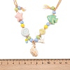 Ceramics Starfish Fish & Resin Shell Shape Pendant Adjustable Cotton Cord Necklaces for Women NJEW-Z100-01B-G-3