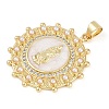 Rack Plating Brass Micro Pave Clear Cubic Zirconia Pendants KK-P287-36B-G-2