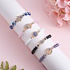 5Pcs 5 Style Rhinestone Evil Eye Link Bracelets Set with Glass & Resin Beaded BJEW-SW00104-4