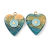 304 Stainless Steel Resin Pendants STAS-F352-07A-01-1