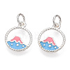 925 Sterling Silver Enamel Charms STER-T004-06S-02-4