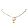 Brass Enamel Fish and Natural Pearl Rice Pendant Natural White Moonstone Nuggets Beaded Necklaces for Women NJEW-JN06357-01-2