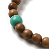 6mm Round Sandalwood and Synthetic Turquoise Beaded Stretch Bracelets BJEW-B080-08C-3