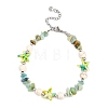 Dyed Synthetic Turquoise Starfish & Natural Flower Amazonite Chip Beaded Anklets with 304 Stainless Steel End Chains AJEW-AN00733-03-2