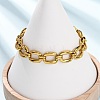 304 Stainless Steel Rectangle Link Chain Bracelets for Women BJEW-F536-18G-1
