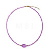 Ocean Handmade Lampwork Shell Shape and Rondelle Beaded Necklaces with 201 Stainless Steel End Chains WG494DC-01-2