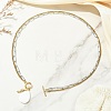 Summer Natural White Shell Teardrop and Sea Horse Pendant 304 Stainless Steel 2-Strand Chain Necklaces with OT Clasps for Men Women NJEW-JN06253-1