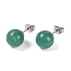 Natural Green Aventurine Stud Earrings EJEW-Z060-04P-01-2