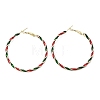 Alloy Enamel Hoop Earrings EJEW-H173-05G-2