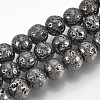 Electroplated Natural Lava Rock Beads Strands G-T061-55D-10mm-1