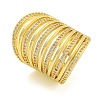 Brass Micro Pave Clear Cubic Zirconia Cuff Finger Rings RJEW-B069-05G-1