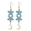 Star Glass Seed Beaded Dangle Earrings for Women EJEW-MZ00206-3