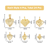 24Pcs 6 Style Brass Pendants KK-HY0001-43-2