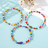 3Pcs 3 Styles Bohemian Handmade Lampwork & Glass Evil Eye Beaded Stretch Bracelet Sets JV1466-3