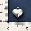 925 Sterling Silver 3D Textured Heart Charms STER-U009-10S-01-4