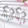 2 Pairs Moon Natural Quartz Crystal Dangle Earrings EJEW-JE06765-1