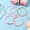 5Pcs 5 Styles Handmade Polymer Clay & Glass Stretch Bracelets BJEW-JB10971-01-2