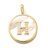 Rack Plating Brass Micro Pave Clear Cubic Zirconia Pendants with Shell KK-M309-42G-H-1