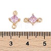 Brass Pave Glass Rhombus Links Connector Charms GLAA-Q088-001A-3