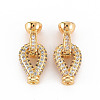 Brass Micro Pave Clear Cubic Zirconia Fold Over Clasps X-KK-S354-299-NF-1