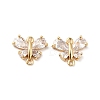 Brass Clear Cubic Zirconia Connector Charms KK-M233-53G-2
