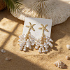 Alloy with Plastic Pearls Stud Tassel Earrings EJEW-Z172-06G-01-1