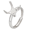 1Pc Adjustable Rhodium Plated 925 Sterling Silver Ring Findings STER-BC0002-38P-1