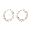 Natural Pearl Wire Wrapped Beaded Hoop Earrings for Women EJEW-JE04758-03-1