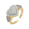 Brass Micro Pave Cubic Zirconia Open Cuff Ring for Women RJEW-F177-03GP-04-2