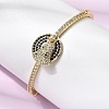 Bell Brass Micro Pave Cubic Zirconia Hinged Bangles BJEW-K274-14G-3