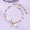 201 Stainless Steel & Natural Cultured Freshwater Pearl Charm Bracelets BJEW-JB13659-1