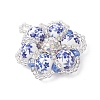 Handmade Blue and White Floral Printed Porcelain Bead Flower Pendants PALLOY-MZ01189-3