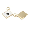 Playing Card Rack Plating Brass Enamel Pendants KK-G512-11G-01-2