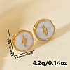 Stylish Stainless Steel Flat Round with Lightning Bolt Stud Earrings OU9533-2-2