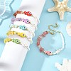 Summer Beach Handmade Porcelain Fish & Gemstone Chip Seed Beads Beaded Bracelets for Women BJEW-JB14440-1