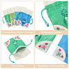 4Pcs 4 Colors 3D Floral Embroidery Cloth Drawstring Bags ABAG-PH0001-92-4