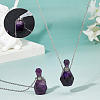 Natural Amethyst Faceted Perfume Bottle Pendant 304 Stainless Steel Cable Chain Necklaces NJEW-WH0002-268B-4