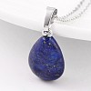 Teardrop Platinum Tone Brass Natural & Synthetic Mixed Stone Pendants G-F267-02-2