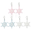 3Pairs 3 Colors Christmas Snowflake Glass Seed Braided Dangle Earrings EJEW-MZ00236-1