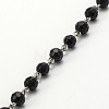 Handmade Faceted Round Glass Beads Chains for Necklaces Bracelets Making AJEW-JB00084-02-1