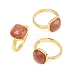 Natural Strawberry Quartz Finger Rings with Brass Findings G-H353-04G-05-5