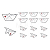 4Pcs 2 Style Origami Plane & Ship with Heart Enamel Pin JEWB-LS0001-37-1