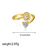 Brass Micro Pave Clear Cubic Zirconia Cuff Open Rings FS-WGF859A-07-1