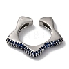 Rack Plating Star Brass Cubic Zirconia Open Cuff Rings for Women RJEW-S242-02P-A-3