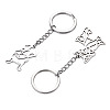 2Pcs 2 Styles 201 Stainless Steel Keychains KEYC-TAD0001-15B-2